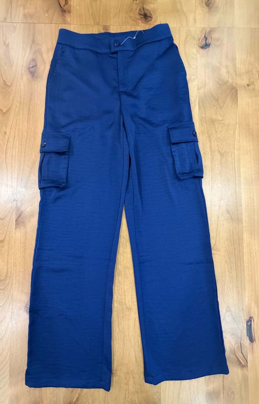 G by Giuliana Black Label Women's Woven Cargo Trousers in Blue Depths Sz 2